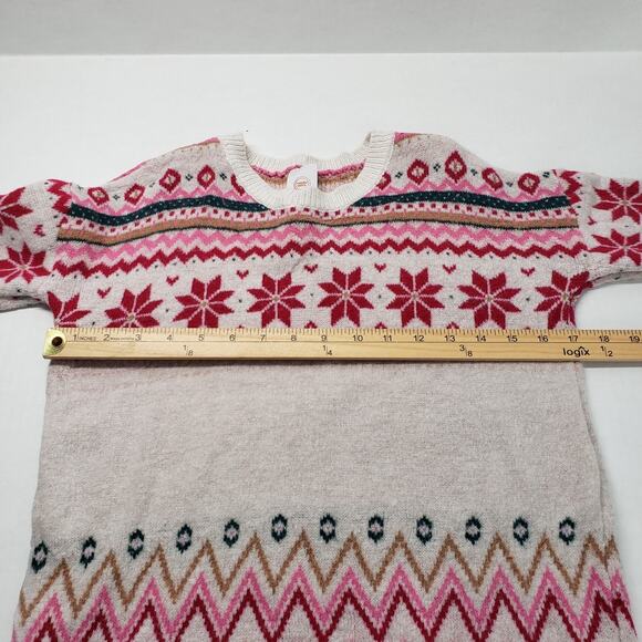 Wonder Nation Fairisle Sweater Girls Large 10-12 White Pink Holiday Winter Cozy - Picture 6 of 16